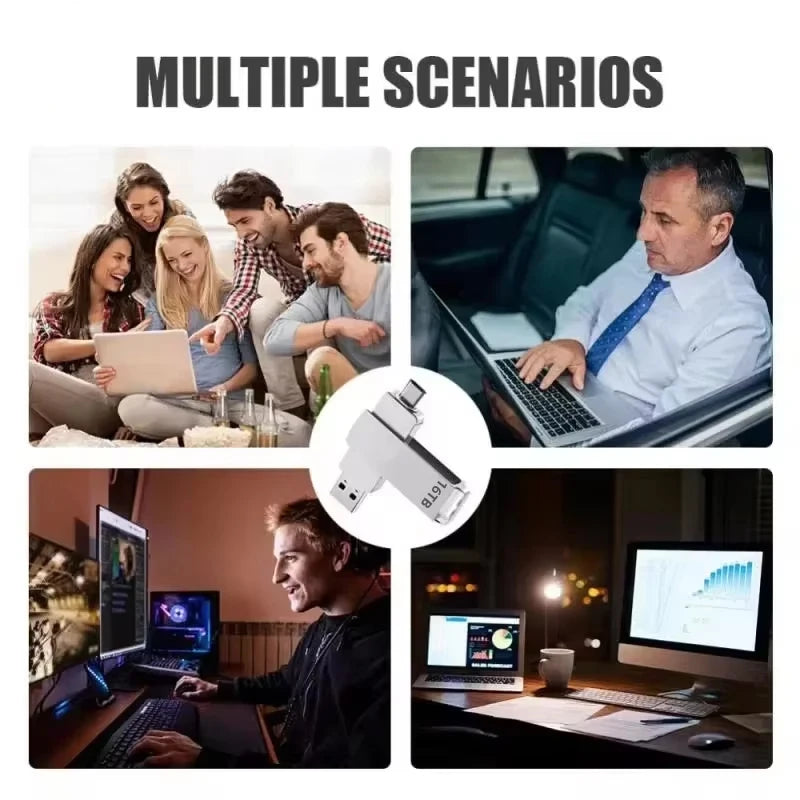 16TB USB 3.2 Flash Drives High Speed Transfer Metal Pendrive Memory Card Pendrive Flash Disk Memoria Waterproof Stick NEW