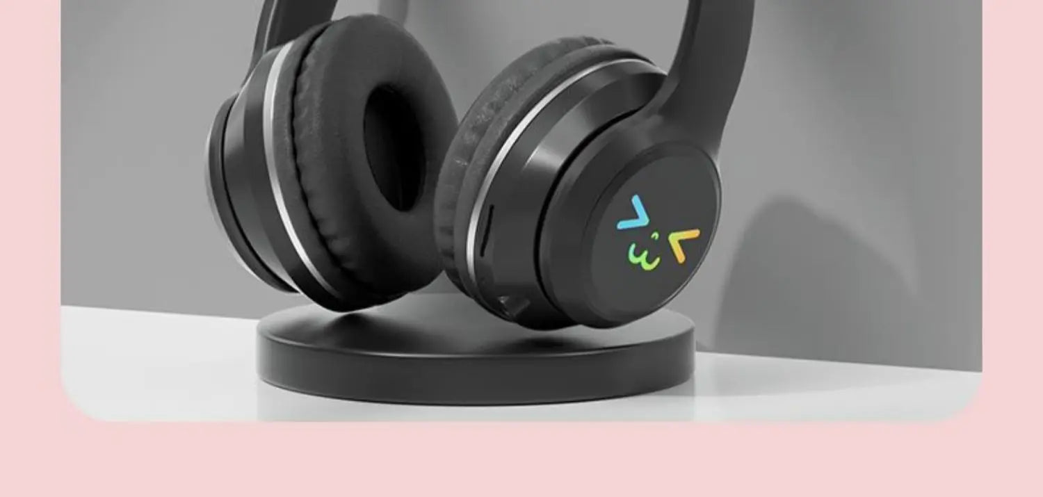 Cat's Ears Headset RGB Light Smile Face TWS Headset Gradient New Headphone Pink Little Girl Earphone Gift Suitable for Any Phone