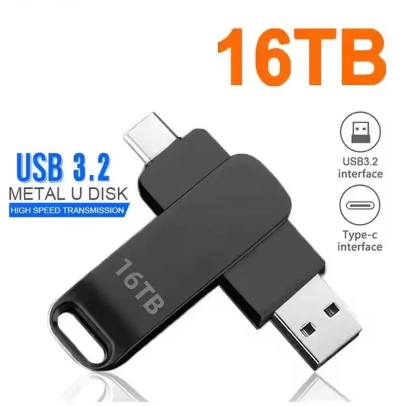 16TB USB 3.2 Flash Drives High Speed Transfer Metal Pendrive Memory Card Pendrive Flash Disk Memoria Waterproof Stick NEW